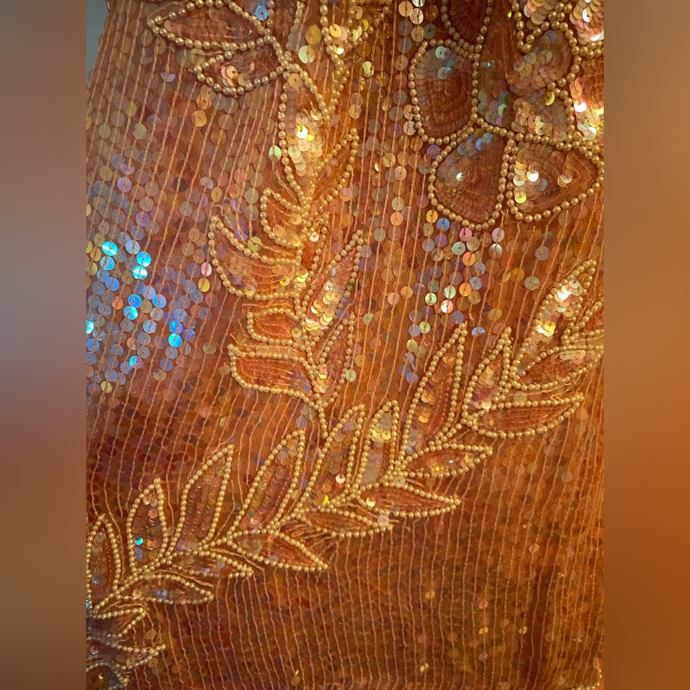Vintage Fully Beaded & Sequined Dress Blush Pink Large Madonna Inn Boutique - Picture 2 of 7
